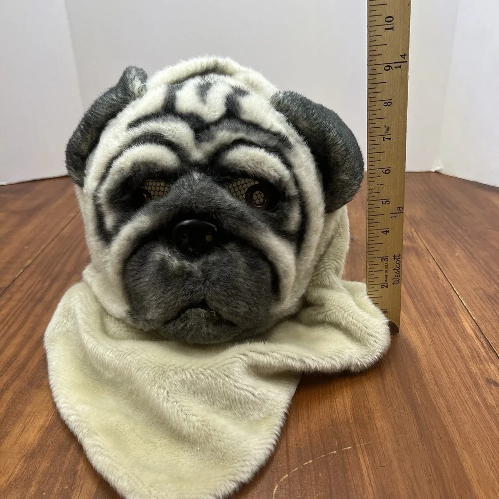 Pug Dog Halloween Costume Mask Adult One Size Plush Head Cosplay